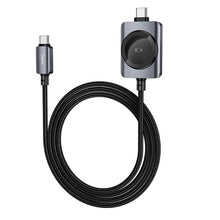 Заредете изображение във визуализатора на галерията – Hoco USB C to USB C cable PD100W with wireless charging for Apple Watch 1,2 m CW66 black
