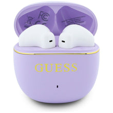 Заредете изображение във визуализатора на галерията – Wireless earphones TWS Guess Glossy Gold Line Classic purple
