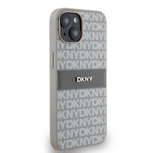 Заредете изображение във визуализатора на галерията – Original Case DKNY hardcase Leather Mono Stripe &amp; Metal Logo DKHCP14SPRTHSLE for Iphone 14/15/13 beige
