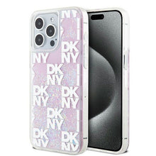 Заредете изображение във визуализатора на галерията – DKNY case for IPHONE 15 Pro Max DKHCP15XLCPEPP (DKNY HC Liquid Glitters W/Checkered Pattern) pink
