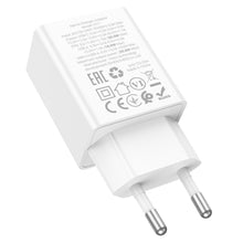 Заредете изображение във визуализатора на галерията – HOCO wall charger USB A + Type C PD QC3.0 AFC 3A 30W N71 white
