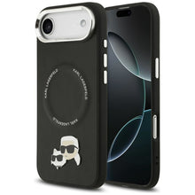 Заредете изображение във визуализатора на галерията – KARL LAGERFELD case for IPHONE 17 Air compatible with MagSafe KLHMP17MPSMLRKCK (PU K&amp;C PINS) black
