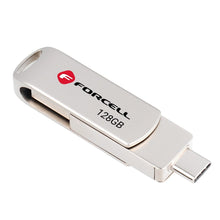 Заредете изображение във визуализатора на галерията – FORCELL F-DATA pendrive Metal Duo 128GB USB3.2 Gen 1 (USB A / Type C) silver
