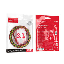 Заредете изображение във визуализатора на галерията – Cable USB A to USB C Hoco 3A 1 m X116 gradient red
