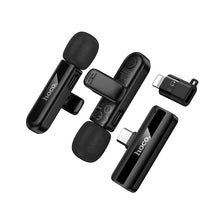 Заредете изображение във визуализатора на галерията – Wireless double microphone Lightning / USB C Hoco L20A black
