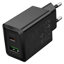 Заредете изображение във визуализатора на галерията – HOCO wall charger USB A + Type C PD QC3.0 AFC 3A 30W N71 black
