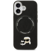Заредете изображение във визуализатора на галерията – KARL LAGERFELD case for IPHONE 17 compatible with MagSafe KLHMP17SPSMLRKCK (PU K&amp;C Pins) black
