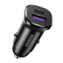 Заредете изображение във визуализатора на галерията – Ugreen EC305 25845 car charger USB-C USB-A 30W - black
