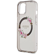 Заредете изображение във визуализатора на галерията – Guess IML Flowers Wreath MagSafe case for iPhone 15 / 14 / 13 - black

