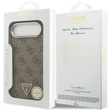 Заредете изображение във визуализатора на галерията – GUESS case for IPHONE 17 Air compatible with MagSafe GUHMP17MP4GTDGMW (4G PU W/ Triangle Logo) gold brown
