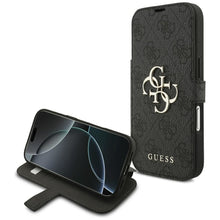 Заредете изображение във визуализатора на галерията – GUESS book case for IPHONE 17 Pro GUBKP17L4GMGGR (PU 4G Metal Logo) black
