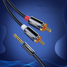 Заредете изображение във визуализатора на галерията – Ugreen AV116 10749 audio mini jack cable 3.5 mm (male) / 2RCA (male) 1m - black

