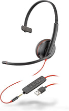 Заредете изображение във визуализатора на галерията – Wire headphones Jack 3,5 mm / USB A Poly Blackwire C3215 black
