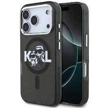 Заредете изображение във визуализатора на галерията – KARL LAGERFELD case for IPHONE 17 Pro compatible with MagSafe KLHMP17LHGKCGKBK (IML Glitter k&amp;C Sketch Logo) black
