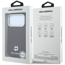 Заредете изображение във визуализатора на галерията – KARL LAGERFELD case for IPHONE 18 Pro/ 17 Pro compatible with MagSafe (Grained Choupette Head Metal) burgundy
