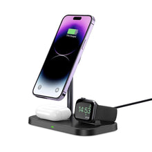 Заредете изображение във визуализатора на галерията – Tech-Protect QI15W-A22 inductive MagSafe charger with 3in1 MagSafe stand for smartphone / Apple Watch / AirPods - black
