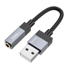 Адаптер AUX USB A (мъжки) към Jack 3,5 mm (женски) Hoco UPA32D - черен