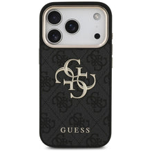 Заредете изображение във визуализатора на галерията – GUESS case for IPHONE 18 Pro / 17 Pro GUE005483 (PU W/ Big 4G Classic Logo) black gold

