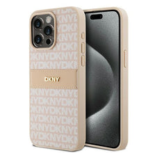 Заредете изображение във визуализатора на галерията – Original Case DKNY hardcase Leather Mono Stripe &amp; Metal Logo DKHCP15XPRTHSLP for Iphone 15 Pro Max pink
