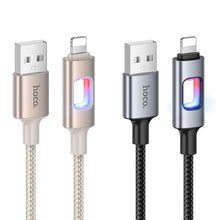 Заредете изображение във визуализатора на галерията – LED Cable USB A to Lightning Hoco 2,4A 1,2 m U144 black
