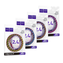 Заредете изображение във визуализатора на галерията – Cable USB A to Lightning Hoco 2,4A 1 m X116 gradient purple
