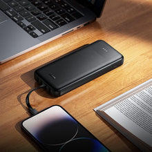 Заредете изображение във визуализатора на галерията – Powerbank Hoco 10000 mAh 2A with four built-in cables USB A + USB C+ Lightning + Micro USB J163 black
