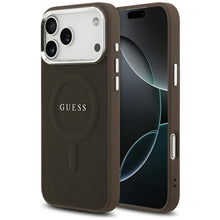 Заредете изображение във визуализатора на галерията – GUESS case for IPHONE 17 Pro compatible with MagSafe GUHMP17LPSAREGSW (PU W/ Classic Logo) brown
