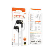 Заредете изображение във визуализатора на галерията – Borofone Earphones BM90 Miller with microphone black
