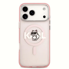 Заредете изображение във визуализатора на галерията – KARL LAGERFELD case for IPHONE 17 Pro Max compatible with MagSafe KLHMP17XHGCHGKBP (IML Choupette Sketch Logo) pink
