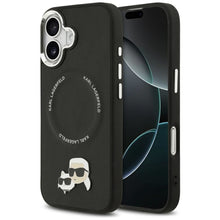Заредете изображение във визуализатора на галерията – KARL LAGERFELD case for IPHONE 17 compatible with MagSafe KLHMP17SPSMLRKCK (PU K&amp;C Pins) black
