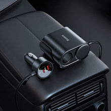 Заредете изображение във визуализатора на галерията – Baseus High Efficiency Pro 2x cigarette lighter socket adapter with USB-A USB-C 30W charger - black
