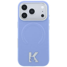 Заредете изображение във визуализатора на галерията – KARL LAGERFELD case for IPHONE 18 Pro/17 Pro compatible with MagSafe (Grained Embossed Ring &amp; Kameo Logo) light blue
