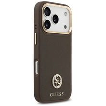 Заредете изображение във визуализатора на галерията – GUESS case for IPHONE 17 Pro compatible with MagSafe GUHMP17LPGCRMDEW (PU W/ Grained Strass Logo) brown
