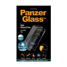 Заредете изображение във визуализатора на галерията – PanzerGlass E2E Microfracture Antibacterial Glass with Glare Filter for iPhone 12 / 12 Pro - with Black Frame
