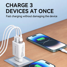 Заредете изображение във визуализатора на галерията – Wozinsky CWCUCW 30W USB-C / 2 x USB-A wall charger - white
