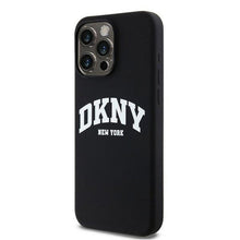 Заредете изображение във визуализатора на галерията – DKNY case for IPHONE 13 Pro Max compatible with MagSafe DKHMP13XSNYACH (DKNY HC MagSafe Silicone W/White Arch Logo) black
