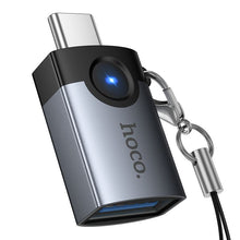 Заредете изображение във визуализатора на галерията – Adapter OTG USB C to USB A Hoco 3A UA46C gray
