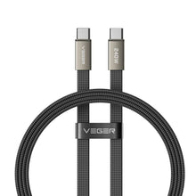 Заредете изображение във визуализатора на галерията – Flat cable Type C to Type C VEGER PD 5A 240W CC2-MTB 1,5 m black
