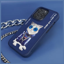 Заредете изображение във визуализатора на галерията – NIMMY case GLASSES COOL CAT for IPHONE 15 Pro Max blue
