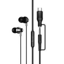 Заредете изображение във визуализатора на галерията – Wired earphones with microphone Jack 3,5 mm/ USB C Hoco M119A black
