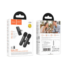 Заредете изображение във визуализатора на галерията – Wireless double microphone Lightning / USB C Hoco L20A black
