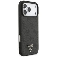 Заредете изображение във визуализатора на галерията – GUESS case for IPHONE 17 Pro Max compatible with MagSafe GUHMP17XP4TSDPPSK (4G PU W/ Strap Triangle Logo) black
