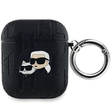 Заредете изображение във визуализатора на галерията – Karl Lagerfeld Monogram Karl &amp; Choupette Head case for AirPods 1 / 2 - black
