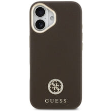 Заредете изображение във визуализатора на галерията – GUESS case for IPHONE 17 compatible with MagSafe GUHMP17SPGCRMDEW (PU W/ Grained Strass Logo) brown
