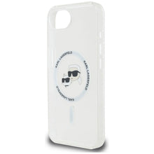 Заредете изображение във визуализатора на галерията – KARL LAGERFELD case for IPHONE 16e (SE 4 2025) compatible with MagSafe KLHMPSE4HLSKCH (IML Metal KC Heads) white

