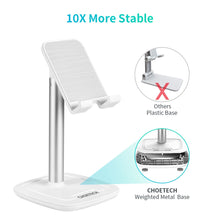 Заредете изображение във визуализатора на галерията – Choetech H035 aluminum stand for a phone or tablet with adjustment - white and silver
