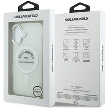 Заредете изображение във визуализатора на галерията – KARL LAGERFELD case for IPHONE 17 compatible with MagSafe KLHMP17SHKRSGPT (IML Karl RSG Logo) transparent
