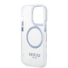 Заредете изображение във визуализатора на галерията – Guess Metal Outline MagSafe case for iPhone 14 Pro - blue
