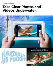 Заредете изображение във визуализатора на галерията – Spigen Aqua Shield A610 waterproof case floating on water - white 2 pcs.
