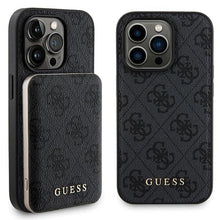 Заредете изображение във визуализатора на галерията – Guess 4G Metal Logo Case Set for iPhone 15 Pro Max + 5000mAh MagSafe Powerbank - Black
